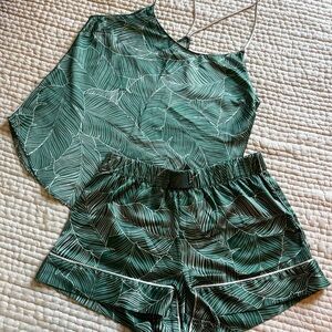Victoria's Secret Tropical Leaf Print pajama set (size small and xtra small)